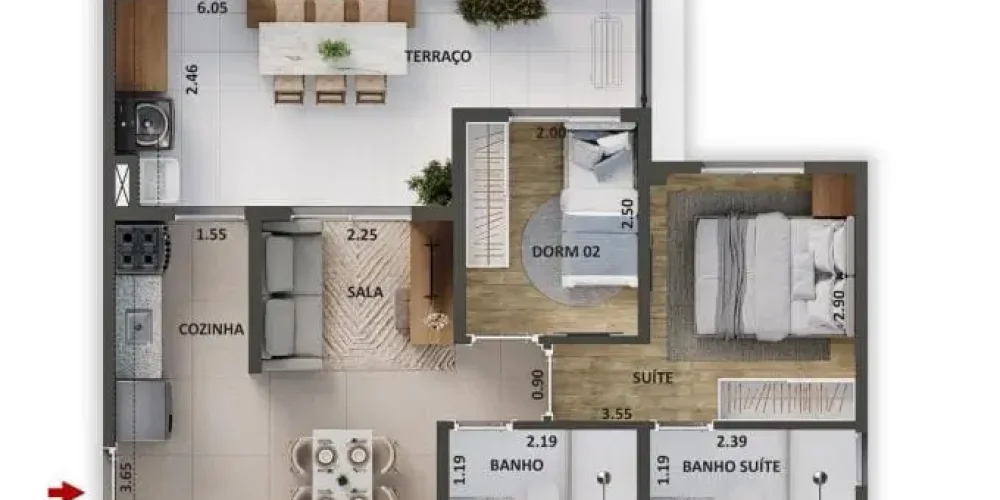 planta 52m²